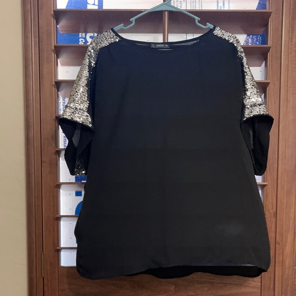 Sequin sleeve top